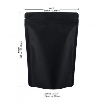 1Kg Recyclable Black Matt With Valve Stand Up Pouch/Bag With Zip Lock [SP6] (100 per pack)