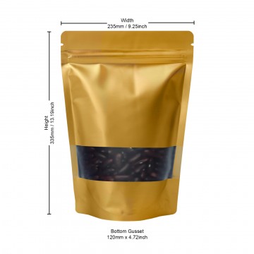 1kg Window Gold Matt Stand Up Pouch/Bag with Zip Lock [SP6] (100 per pack)