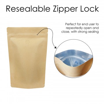 3kg Kraft Paper With Valve Stand Up Pouch/Bag with Zip Lock [SP7] (100 per pack)