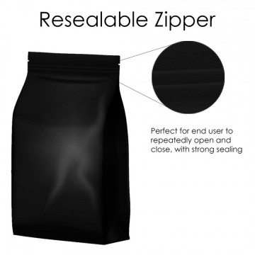 [Sample] 1kg Black Matt Flat Bottom Stand Up Pouch/Bag with Zip Lock [FB6]