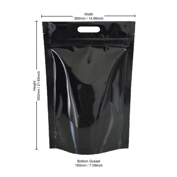 [Sample] 5kg Black Shiny With Handle Stand Up Pouch/Bag with Zip Lock [SP8]