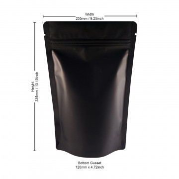 1kg Black Matt Stand Up Pouch/Bag with Zip Lock [SP6] (100 per pack)