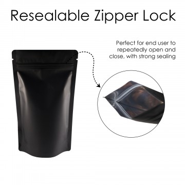 500g Black Matt Stand Up Pouch/Bag with Zip Lock [SP5] (100 per pack)