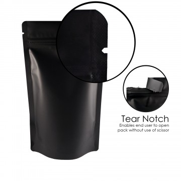 750g Black Matt Stand Up Pouch/Bag with Zip Lock [SP11] (100 per pack)