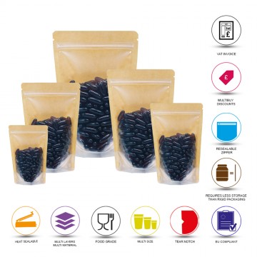 50g Kraft Paper One Side Clear Stand Up Pouch/Bag with Zip Lock [WP1] (100 per pack)