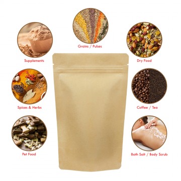 100g Kraft Paper Stand Up Pouch/Bag with Zip Lock [SP9] (100 per pack)