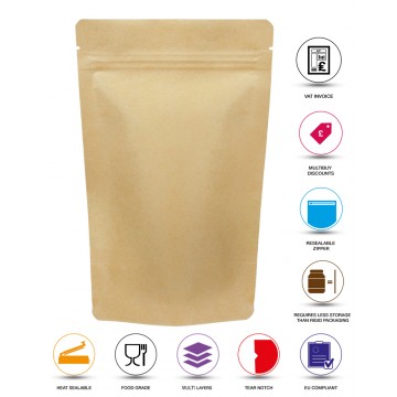 50g Kraft Paper Stand Up Pouch/Bag with Zip Lock [WP1] (100 per pack)