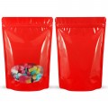 [SAMPLE] 160x240mm Oval Window Red Shiny Stand Up Pouch/Bag With Zip Lock (100 per pack)