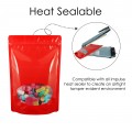 [SAMPLE] 180x260mm Oval Window Red Shiny Stand Up Pouch/Bag With Zip Lock (100 per pack)