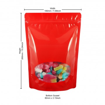 [SAMPLE] 180x260mm Oval Window Red Shiny Stand Up Pouch/Bag With Zip Lock (100 per pack)