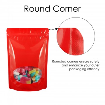 [SAMPLE] 80x130mm Oval Window Red Shiny Stand Up Pouch/Bag With Zip Lock (100 per pack)