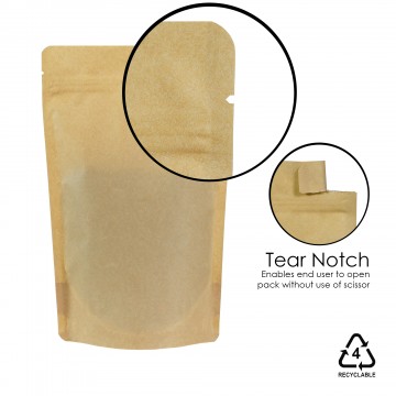 250g  Recyclable Brown Matt Stand Up Pouch/Bag with Zip Lock [SP4] (100 per pack)