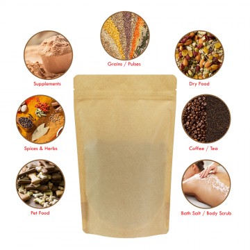 70g  Recyclable Brown Matt Stand Up Pouch/Bag with Zip Lock [SP2] (100 per pack)