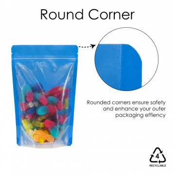 250g  Recyclable Clear/Blue Shiny Stand Up Pouch/Bag with Zip Lock [SP4] (100 per pack)