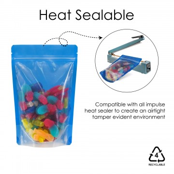 250g  Recyclable Clear/Blue Shiny Stand Up Pouch/Bag with Zip Lock [SP4] (100 per pack)