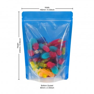 250g  Recyclable Clear/Blue Shiny Stand Up Pouch/Bag with Zip Lock [SP4] (100 per pack)