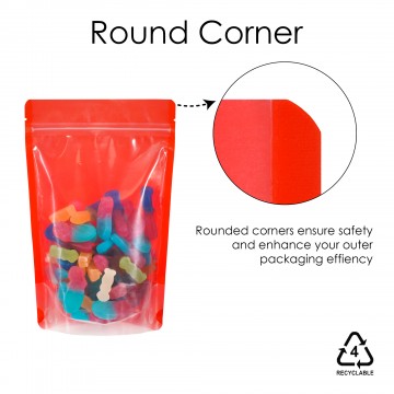 250g  Recyclable Clear/Red Shiny Stand Up Pouch/Bag with Zip Lock [SP4] (100 per pack)