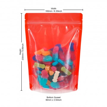 250g  Recyclable Clear/Red Shiny Stand Up Pouch/Bag with Zip Lock [SP4] (100 per pack)