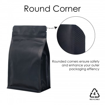 1kg Recyclable Black Matt Flat Bottom Bag with Zip Lock [FB6]