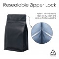 1kg Recyclable Black Matt Flat Bottom Bag with Zip Lock [FB6]