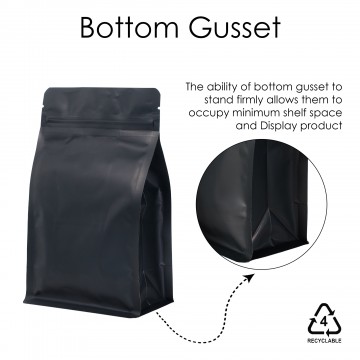 250g Recyclable Black Matt Flat Bottom Bag with Zip Lock [FB4] (100 per pack)