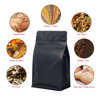 250g Recyclable Black Matt Flat Bottom Bag with Zip Lock [FB4] (100 per pack)