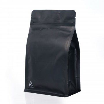 500g Recyclable Black Matt Flat Bottom Bag with Zip Lock [FB5] (100 per pack)