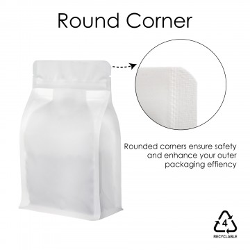 1kg Recyclable White Matt Flat Bottom Bag with Zip Lock [FB6] (100 per pack)