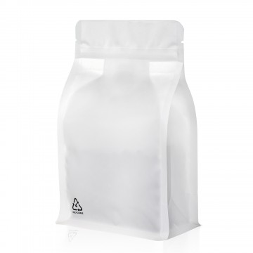 250g Recyclable White Matt Flat Bottom Bag with Zip Lock [FB4] (100 per pack)