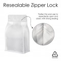 500g Recyclable White Matt Flat Bottom Bag with Zip Lock [FB5] (100 per pack)