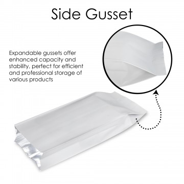 [SAMPLE] 250g 90x270mm White Matt Side Gusset Pouch/Bag (100 per pack)