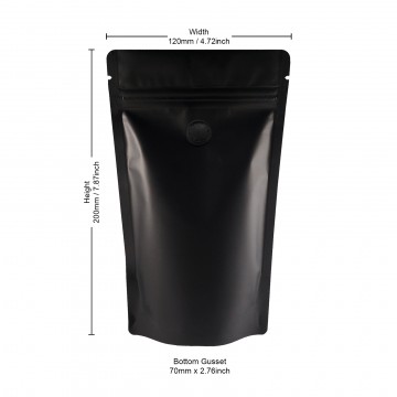 100g Black Matt With Valve Stand Up Pouch/Bag with Zip Lock [SP9] (100 per pack)