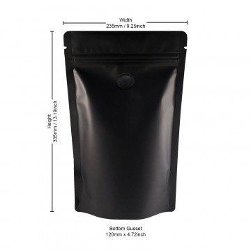 1kg Black Matt With Valve Stand Up Pouch/Bag with Zip Lock [SP6] (100 per pack)