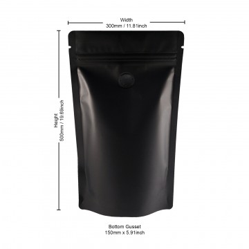 3kg Black Matt With Valve Stand Up Pouch/Bag with Zip Lock [SP7] (100 per pack)