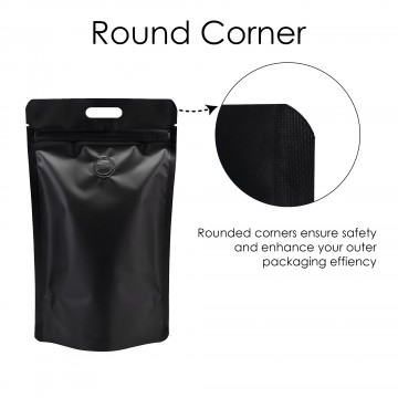5kg Black Matt With Handle and Valve Stand Up Pouch/Bag with Zip Lock [SP8] (100 per pack)