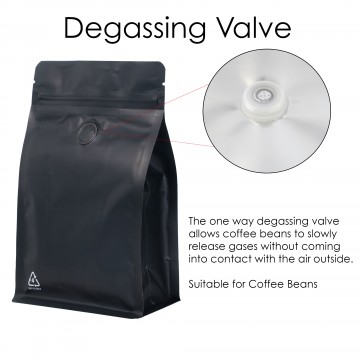 250g Recyclable Valve Black Matt Flat Bottom Bag with Zip Lock [FB4] (100 per pack)