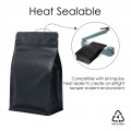 250g Recyclable Valve Black Matt Flat Bottom Bag with Zip Lock [FB4] (100 per pack)