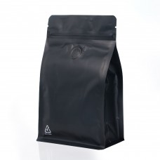 250g Recyclable Valve Black Matt Flat Bottom Bag with Zip Lock [FB4] (100 per pack)