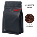 500g Recyclable Valve Black Matt Flat Bottom Bag with Zip Lock [FB5] (100 per pack)