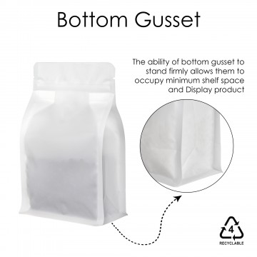 1kg Valve Recyclable White Matt Flat Bottom Bag with Zip Lock [FB6] (100 per pack)