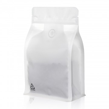 1kg Valve Recyclable White Matt Flat Bottom Bag with Zip Lock [FB6] (100 per pack)