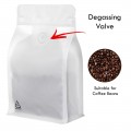 250g Recyclable Valve White Matt Flat Bottom Bag with Zip Lock [FB4] (100 per pack)