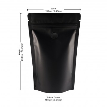 500g Black Matt With Valve Stand Up Pouch/Bag with Zip Lock [SP5] (100 per pack)