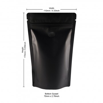 70g Black Matt With Valve Stand Up Pouch/Bag with Zip Lock [SP2] (100 per pack)