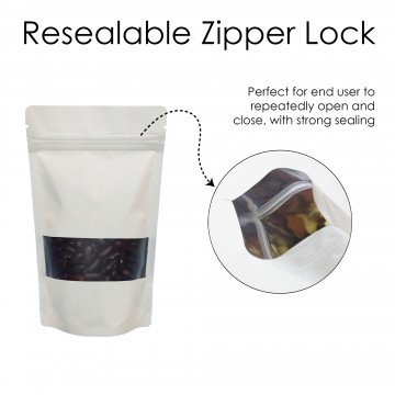 [Sample] 1kg Window White Matt Stand Up Pouch/Bag with Zip Lock [SP6]