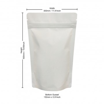 3kg White Matt Stand Up Pouch/Bag with Zip Lock [SP7] (100 per pack)