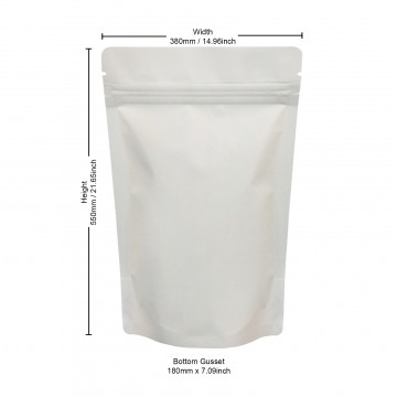 5kg White Matt Stand Up Pouch/Bag with Zip Lock [SP8] (100 per pack)