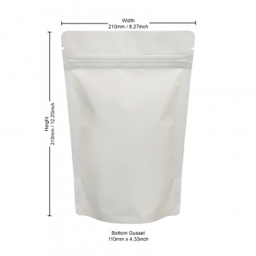 750g White Matt Stand Up Pouch/Bag with Zip Lock [SP11] (100 per pack)